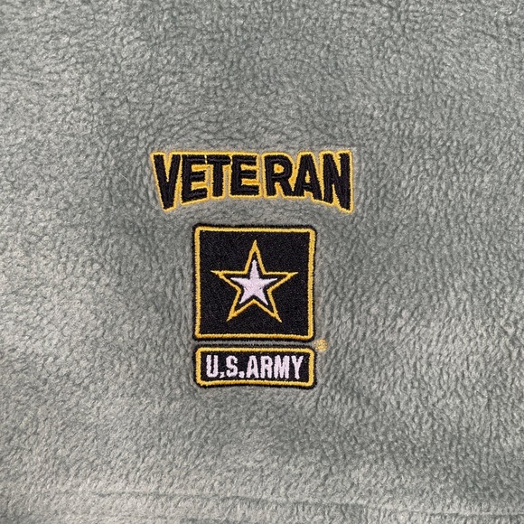Harriton US Army Veteran Fleece Jacket Full Zip Green Mens 2XL - Picture 6 of 10
